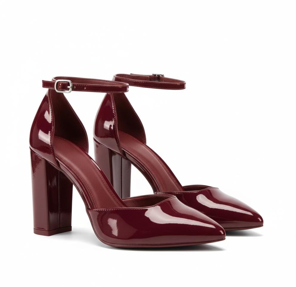 Sophia Burgundy Block Heel