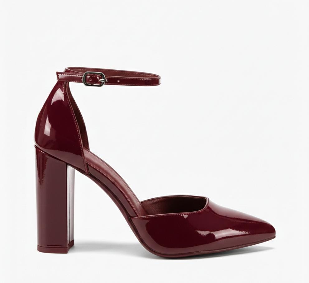 Sophia Burgundy Block Heel